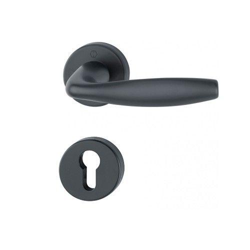 Poignées sur rosaces clé I - aluminium noir - New York HOPPE