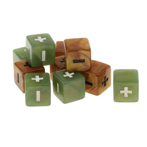 10 Dés Mathématiques 6 Faces, Vert + Marron, Pour Jeu De Rôle, Polyèdre