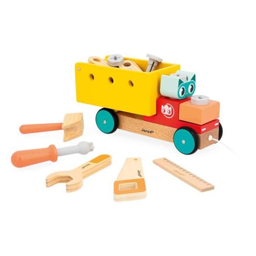 Camion De Bricolage À Tirer Brico'kids - Jeu De Construction Enfant - 23 Accessoires - Jeu D'imitation - Dès 24 Mois