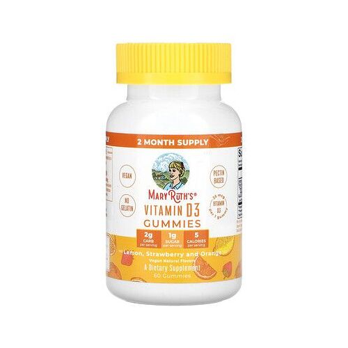 Maryruth's Gommes À La Vitamine D3, Citron, Fraise Et Orange, 25 ?g, 60 Gommes