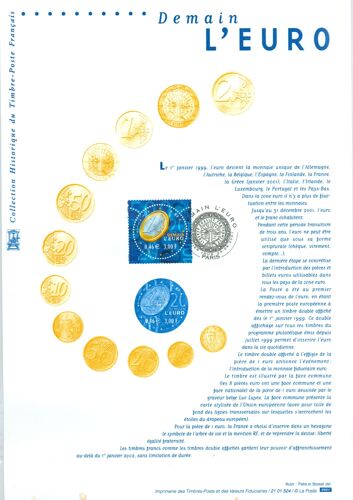 Document Philatelique - 2001 - Demain L'euro - Yt 3402