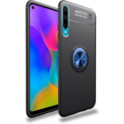 Compatible Avec Huawei Honor Play 3 Coque, 360 Degres Protection Bumper + Verre Trempé, Coque Avec Anneau Support Cover Skin Cases Housse Etui Protector-Bleu Noir