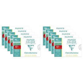 Clairefontaine Lot De 10 Pochettes Papier Calque 21x29.7cm 70g 12 + 3 Gratuites