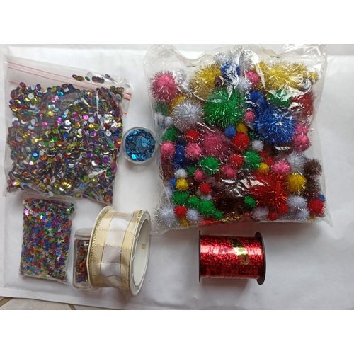 Paillettes Étoilées Sequins Pompons Métallisés Ruban