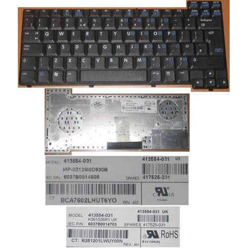 Clavier Qwerty UK pour HP COMPAQ NX7300 NX7400 Series, Noir / Black, Model: MP-03126I0D930B K061026R1, P/N: 413554-031, 417525-031, BCA7602LHUT6YO B281201LWUY00N
