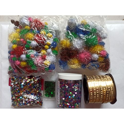 Sequins Paillettes Étoilées Bolduc Pompons Métallisés