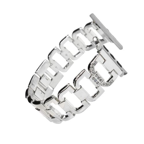 Bracelet De Montre Intelligent En Forme De D, Bracelet De Montre En Diamant Avec Cadre De Montre Pour Fitbit Blaze Argent