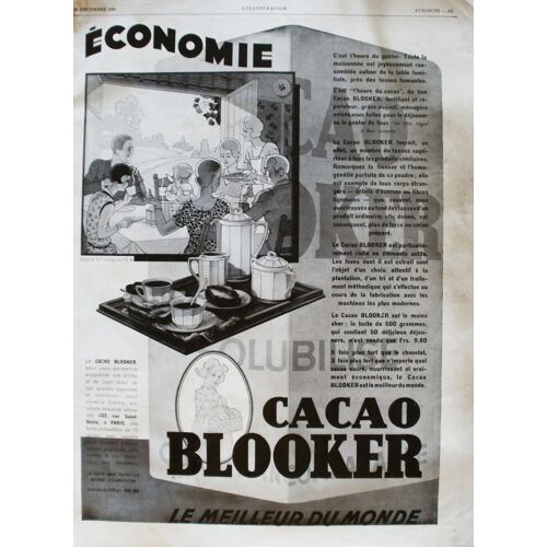 Publicité Ancienne (Décembre 1929) Pour Le " Cacao Blooker " (102 Rue Saint Denis À Paris) Avec Une Offre D'échatillon