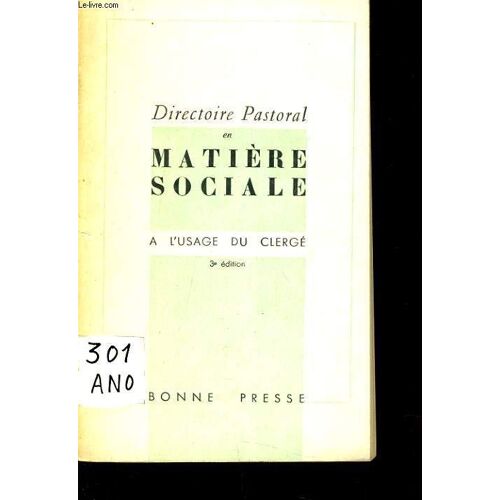 Directoire En Matiere Sociale À L'usage Du Clergé