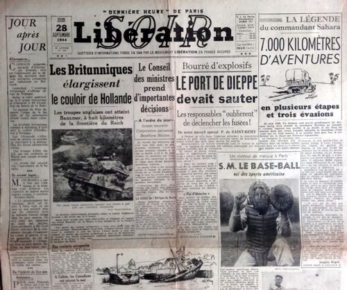 39-45 : Vieux Journal Authentique Et Complet "Libération Soir" Du 28 Septembre 1944