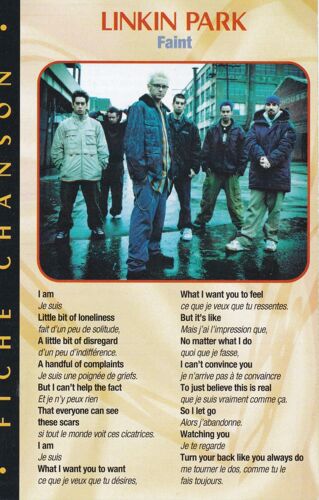 Fiche Parole Et Traduction De Chansons ¿ Linkin Park (Faint)