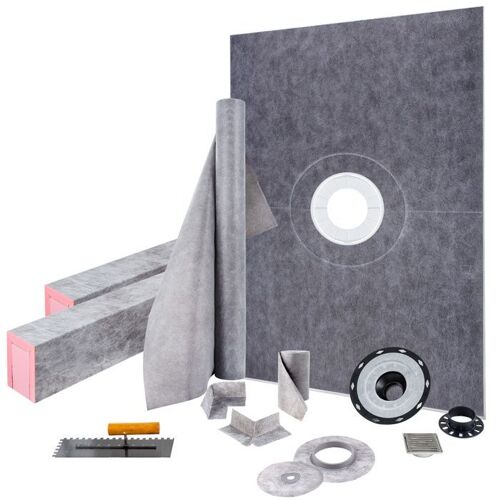 Kit Receveur de Douche-VEVOR-965x1524mm-Etanche-Drain Décalée PVC-Grille Acier inoxydable 10 cm-2 Bordures de Douche-2 Truelle-Bain