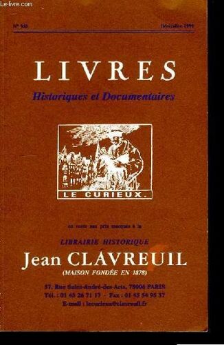 Catalogue De Livres Historiques Et Documentaires, N°340