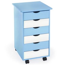 Caisson De Bureau À Roulettes En Bois 65x36x40cm - Bleu