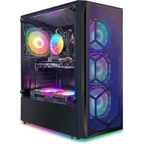 STGsivir-PC de Bureau de Jeu-Radeon RX 580 8Go, Intel i7 jusqu'à 3,9GHz, 16Go RAM, 512Go SSD, 600M WiFi, BT 5,0, RGB Fanx6, W10H64- Tour