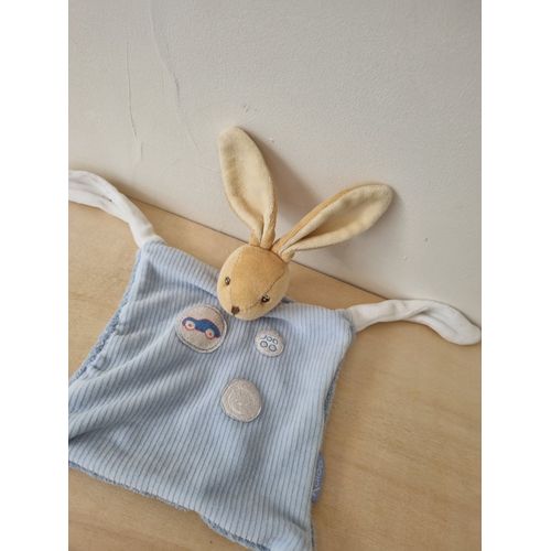 Doudou Lapin Beige Bleu Blanc Voiture Kaloo