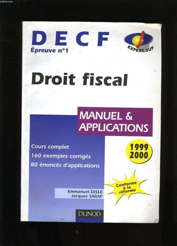 Decf. Manuel Et Applications. Droit Fiscal. Epreuve N°1.