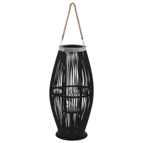 Bougeoir suspendu ou sur pied porte-bougie bambou noir décoration extérieur hauteur 60cm DEC020007