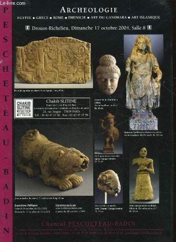 1 Catalogue De Vente Aux Encheres - Archeologie - Egypte - Grece - Rome - Phenicie - Art Du Gandhara - Art Islamique