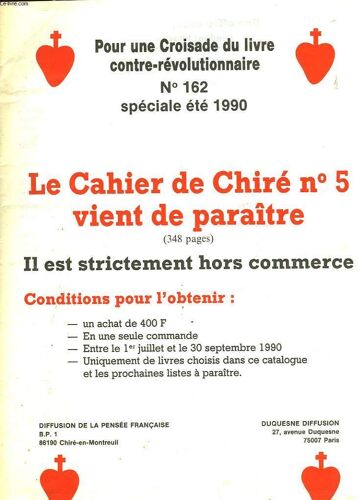 Pour Une Croisade Du Livre Contre-Revolutionnaire - N°162 - Les Cahiers De Chire N°5