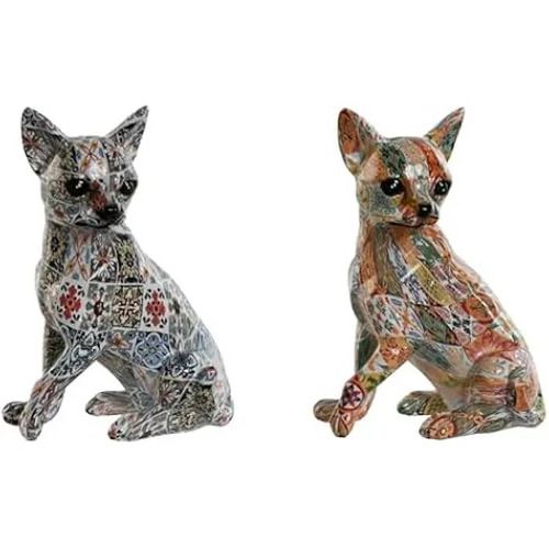 Figurine décorative - HOME ESPRIT - Chien méditerranéen - Multicolore - 12 x 10 x 16 cm - Lot de 2 unités