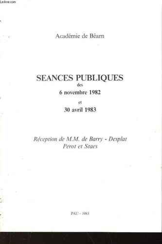 Seances Publiques Des 6 Novembres 1982 Et 30 Avril 1983
