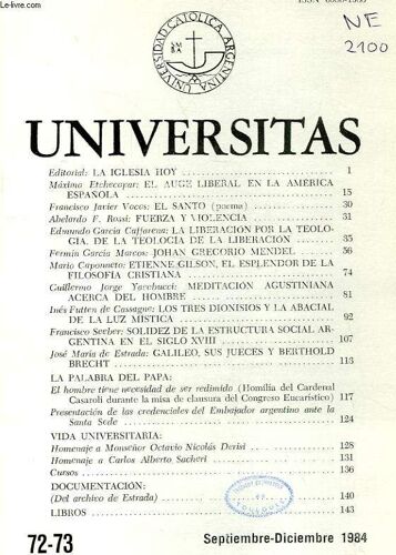 Universitas, N° 72-73, Set.-Dic. 1984