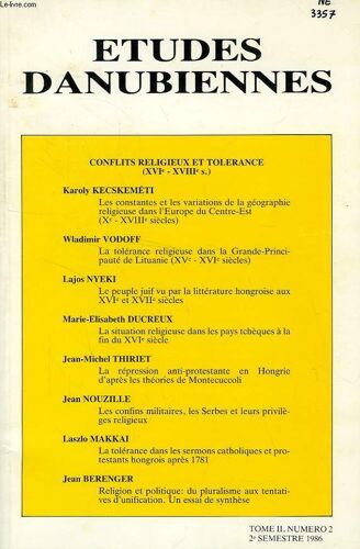 Etudes Danubiennes, Tome Ii, N° 2, 2e Sem. 1986