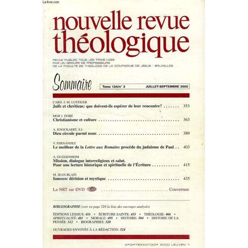 Nouvelle Revue Theologique, Tome 124, N° 3, Juillet-Sept. 2002