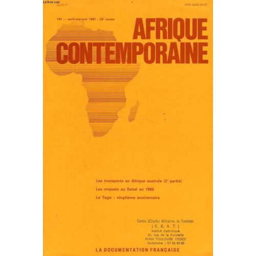 Afrique Contemporaine, N° 142, Avril-Juin 1987