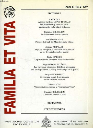 Familia Et Vita, Anno Ii, N° 2, 1997
