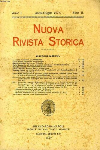 Nuova Rivista Storica, Anno I, Fasc. Ii, Aprile-Giugno 1917