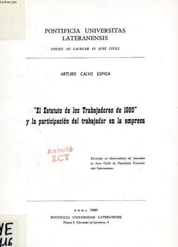 'el Estatuto De Los Trabajadores De 1980' Y La Participacion Del Trabajador En La Empresa