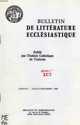 Bulletin De Litterature Ecclesiastique, Lxxxix/3, Juillet-Sept. 1988, Extrait, Philosophie Et Mystique: A La Limite Du Langage