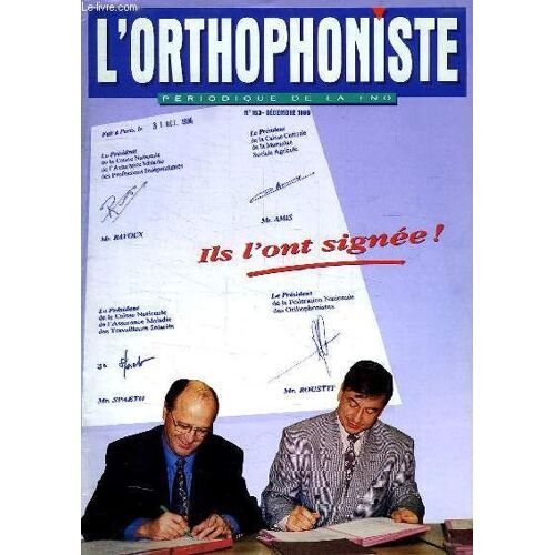 L'orthophoniste, Periodique De La Fno, N° 163, Dec. 1996
