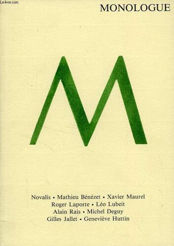 Monologue, Revue De Langue Et De Litterature, 1er N°, Fev. 1987