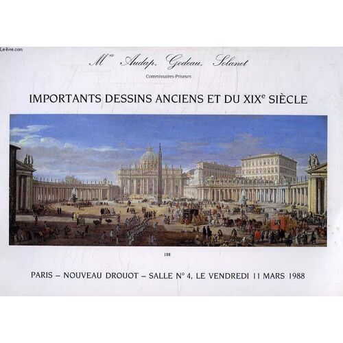 Importants Dessins Anciens Et Du Xixe Siecle, Nouveau Drouot, 11 Mars 1988