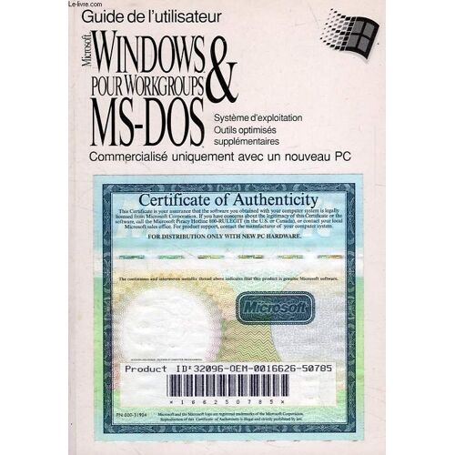 Microsoft Windows Pour Workgroups & Ms-Dos 6.22, Guide De L'utilisateur Abrege