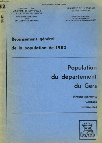 Recensement General De La Population De 1982, Population Du Departement Du Gers