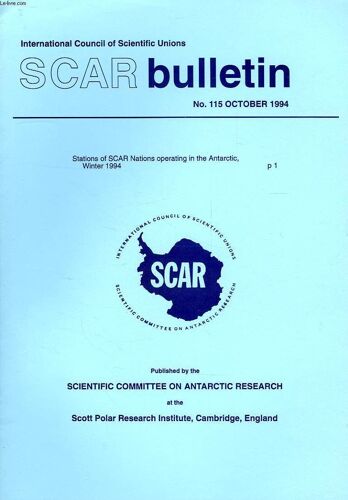 Scar Bulletin, N° 115, Oct. 1994, Stations Of Scar Nations Operating In The Antarctic, Winter 1994