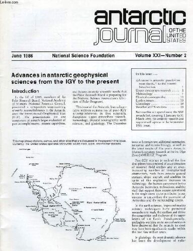 Antarctic Journal Of The United States, Vol. Xxi, N° 2, June 1986