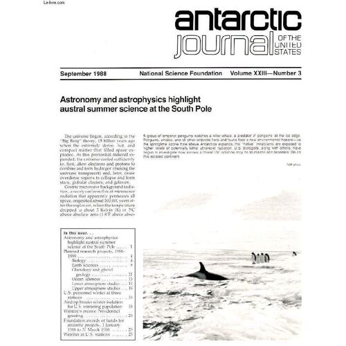 Antarctic Journal Of The United States, Vol. Xxiii, N° 3, Sept. 1988