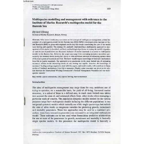 Multispecies Modelling And Management With Reference To The Institute Of Marine Research's Multispecies Model For The Barents Sea