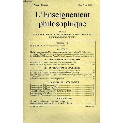 Revue De L'enseignement Philosophique, 46e Annee, N° 4, Mars-Avril 1996