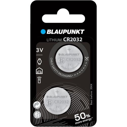 BLAUPUNKT Pack 2 Piles Bouton Lithium CR2032 3V Idéale Clé de Voiture, Balance