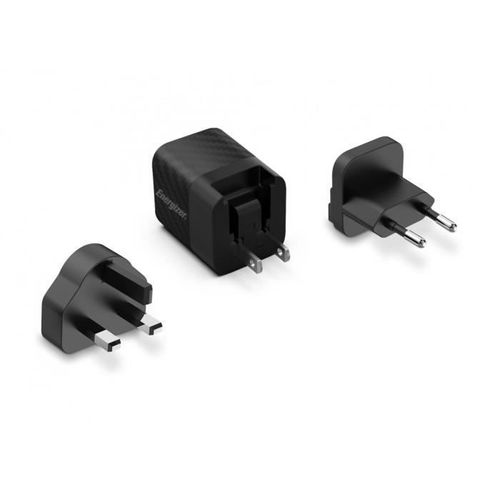 Energizer - Chargeur Rapide Usb-A Et Usb-C 38w - Sans Câble - 3 Prises Incluses (Eu/Us/Uk) - Noir