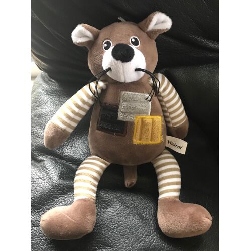 Doudou  Mousehouse Gifts Peluche Souris Bras Et Jambes Rayés  Marrons Et Patchworks Vitakraft 25cm Pouet
