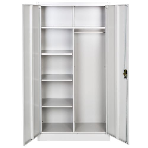 Vestiaire Métallique Comprenant 6 Casiers Et 1 Penderie Intégrée - Gris - 80 Cm