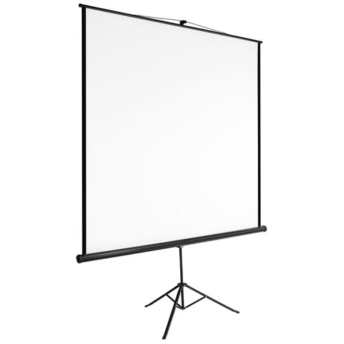 TECTAKE Toile Ecran de Projection pour Vidéo Projecteur avec 1 Trépied Réglable 160 cm x 90 cm x 220 cm Blanc