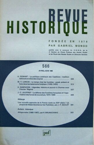 Revue Historique 566 Avril - Juin 1988